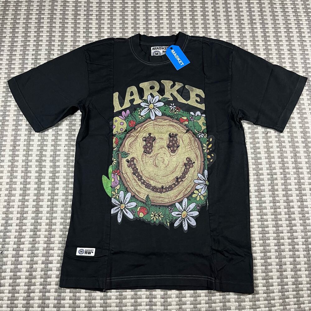 Market Studios SMILEY Decomposition Reworked Black T Shirt Men’s Sz S New‎
